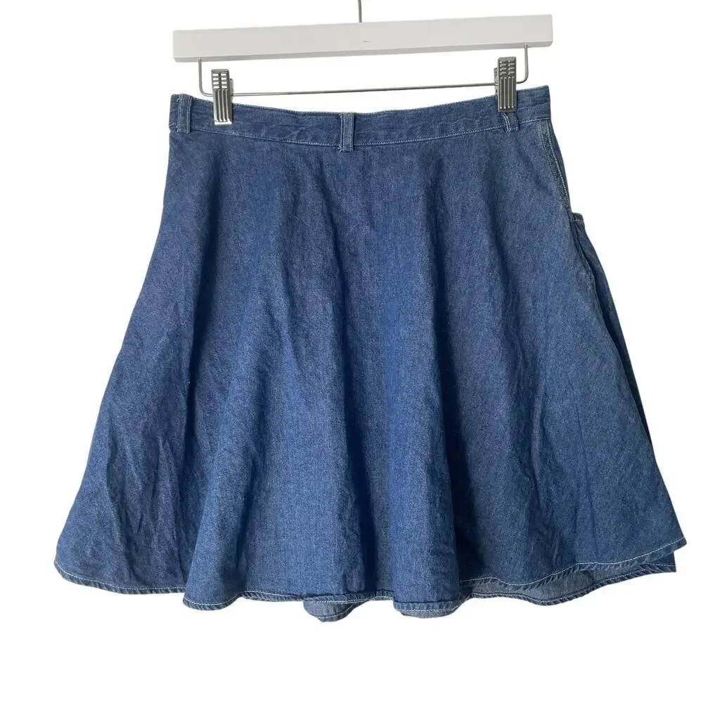 Vintage Armani Jeans Button Up Denim A-Line Skirt Size 28